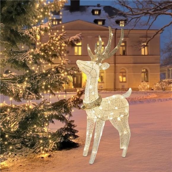 Garden Decor Lighted Reindeer with 70 Warm White Light, Patio Decor Light up - Picture 6 of 6